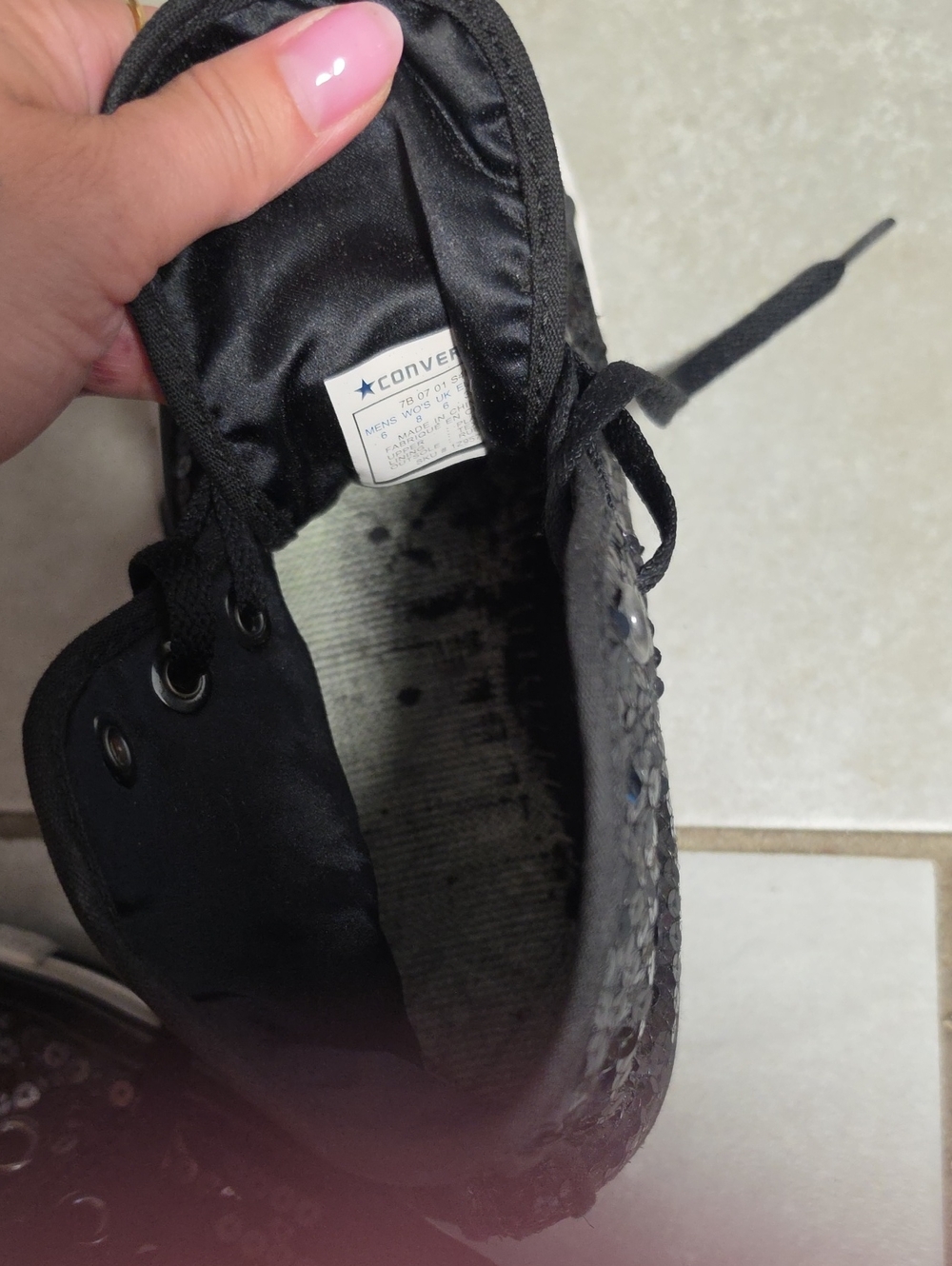 Converse Chuck Taylor Black Sequin High-Top Sneakers - Picture 6 of 6
